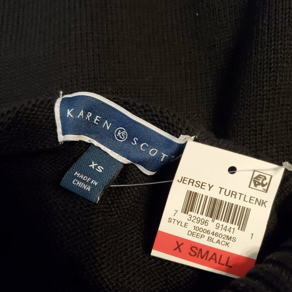 Karen Scott Womens Black Cotton Turtleneck Sweater XS - Picture 9 of 11